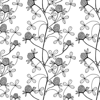 Clover plants seamless pattern.