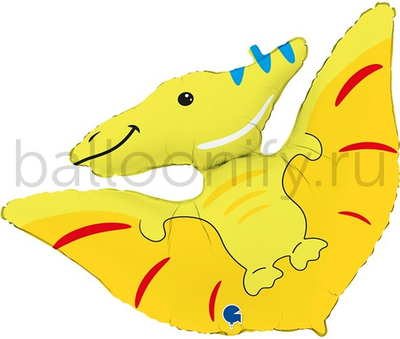 Шар (34''/86 см) Фигура, Динозавр Птеродактиль, Желтый, 1 шт.