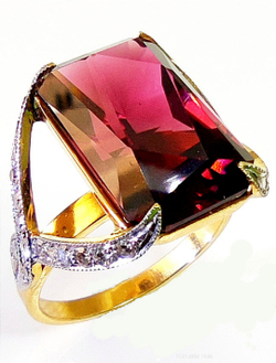 Кольцо Эстерелла золото 750, турмалин, бриллианты.