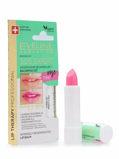 EVELINE'' Lip Therapy Profession SOS EXPERT Бальзам д/губ регенирирующий  ROSE TINT 12мл *3 *24