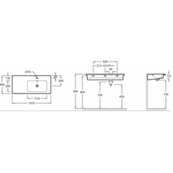 Раковина подвесная Jacob Delafon Vox 100х46см. EXAD112-Z-00 (правая) схема