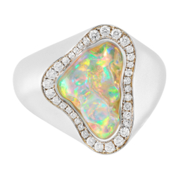 Кольцо с Мексиканским Опалом и Бриллиантами, R0029-34/1