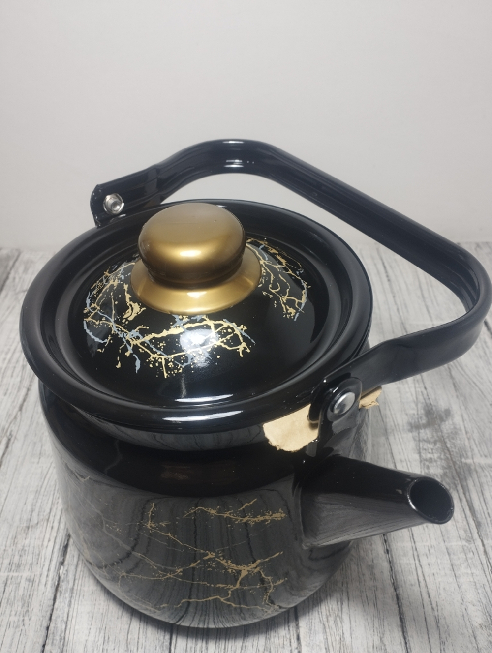 Чайник 3,5л с рисунком Мрамор золото черн. 1с26я