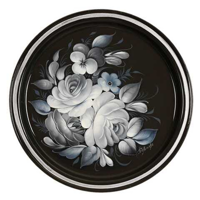 Жостовский поднос декоративный, размер 22 см (A5), металлический