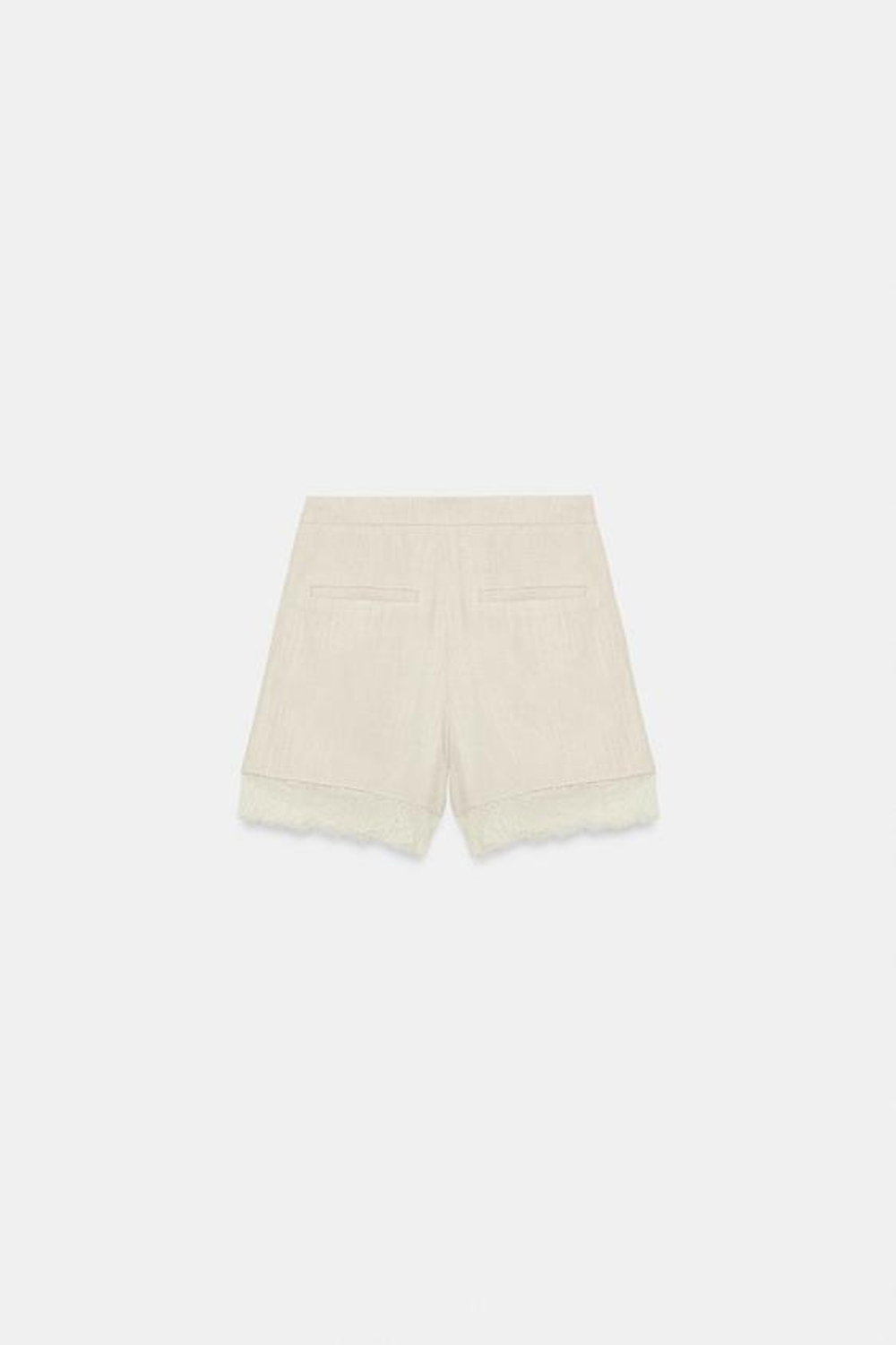 ZARA ШОРТЫ С КРУЖЕВНОЙ ОТДЕЛКОЙ, СВЕТЛО-БЕЖЕВЫЙ