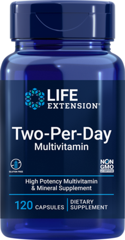 Life Extension, Мультивитамины для приема два раза в день, Two-Per-Day Multivitamin, 120 капсул