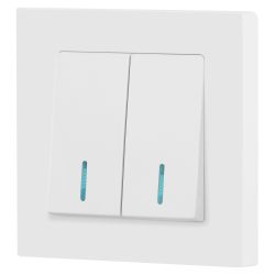 Выключатель Intro Accent 6-105-01М двойной с подсветкой, 10А-250В, IP20, СУ, AL/CU, белый матовый