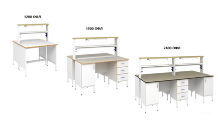 Стол островной физический с рабочей поверхностью из ламината
