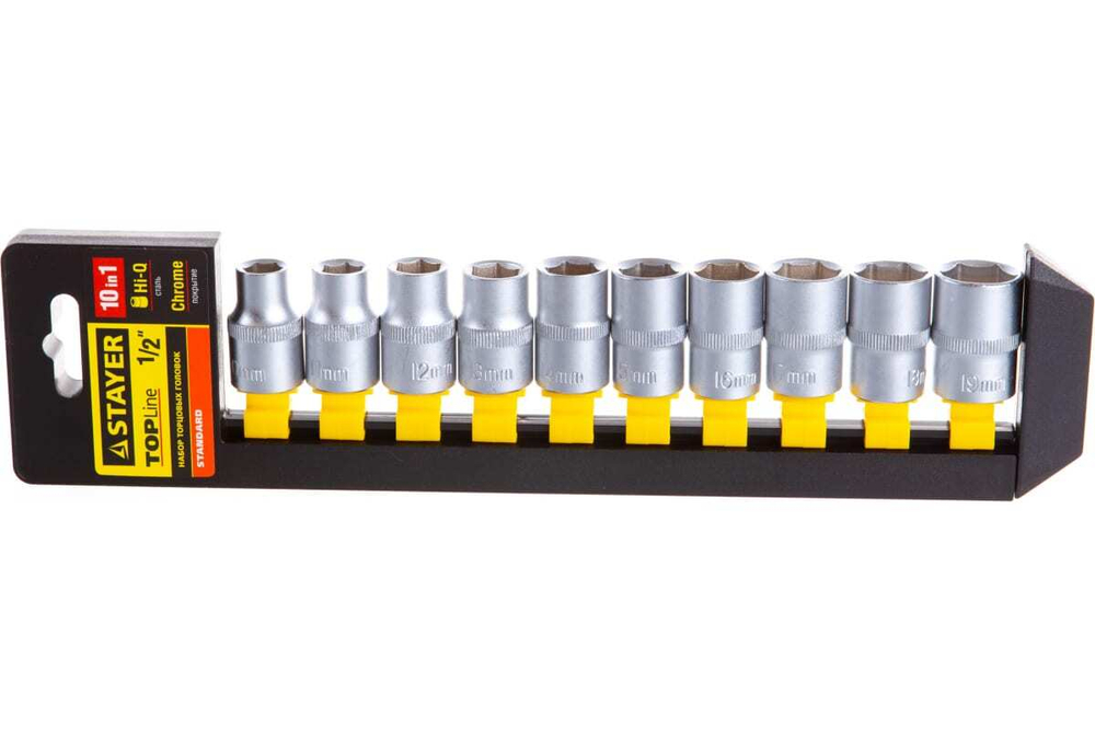 Головки торцевые (10-19 мм; 1/2") 10 шт. "STANDARD" STAYER 27755-H10