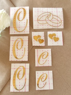 Наклейки свадебные зеркальное золото инициалы " С "