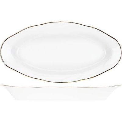 Селедочница «Голубка»;фарфор;,L=25,B=12,5см;белый,золотой (Цвет: белый)