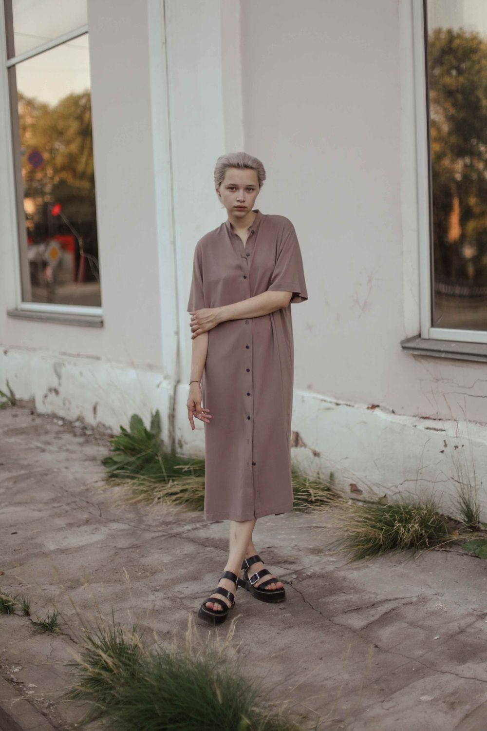 Платье-рубашка FOS Вискоза Кофейная