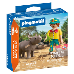 Игровой набор Playmobil 72025 «Лесной смотритель с носорогом» набор из 2 фигурок 72025 — фото 1