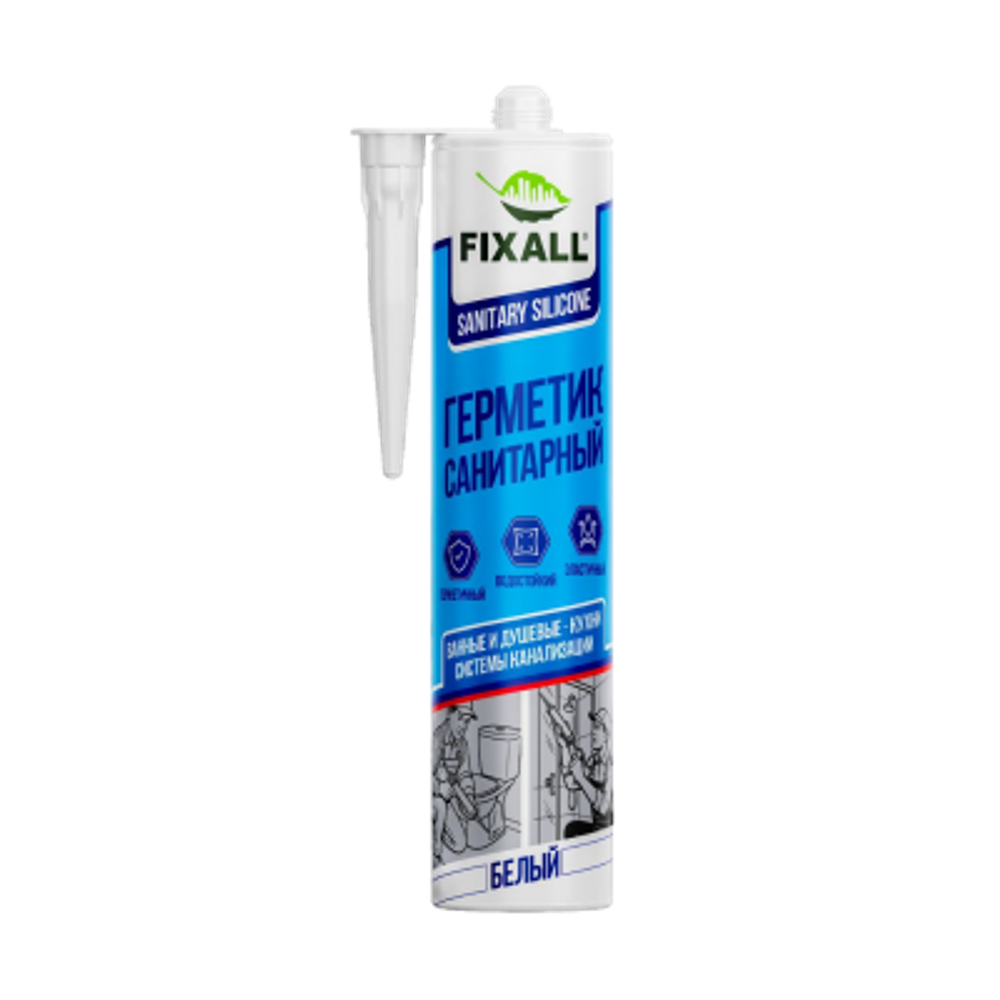 Герметик Fixall Sanitary Silicone, белый, 280 мл