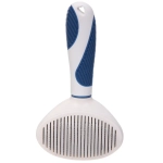 Расческа - пуходёрка для животных «ЛАПУСИКИ», коллекция БРО, прорезиненная ручка, цвет белый/голубой, 11.5*21.5см (блистер)