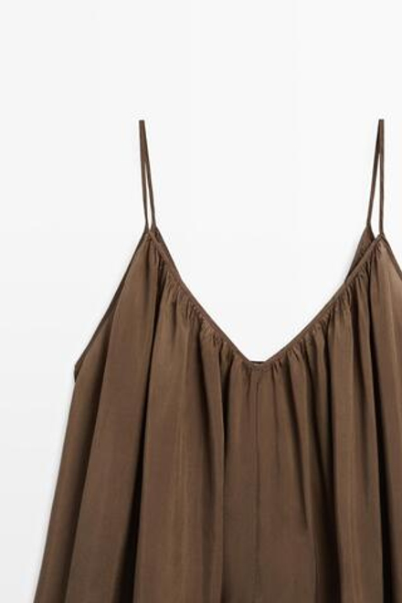 Massimo Dutti Струящийся комбинезон-шаровары, коричневый