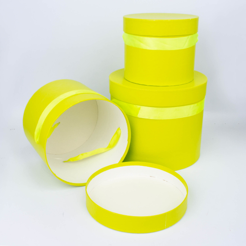 Коробки Тубус Однотонный с лентой. Набор 3 шт. Лайм