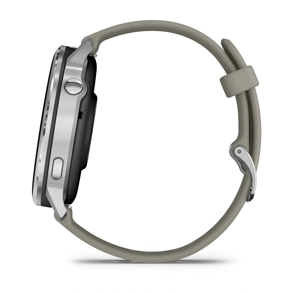 Умные часы Garmin Venu 4 45мм Серебристые с серым силиконовым ремешком (010-03014-41)