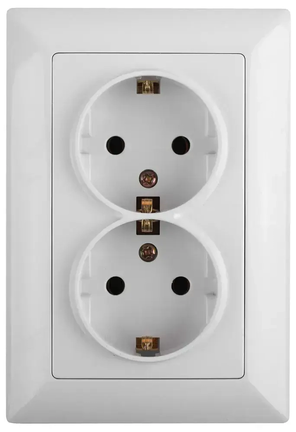Розетка Intro Solo 4-205-01 с заземлением двойная 2X2P+E Schuko 16А-250В IP20 скрытой установки белая