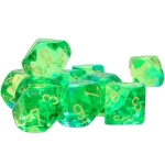 Chessex 10-D10 set Gemini Translucent Green Teal / Yellow