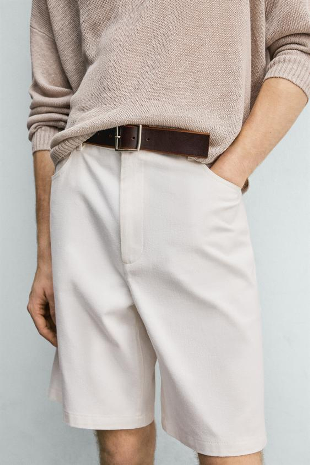 ZARA ШОРТЫ RELAXED FIT, БЕЛЫЙ