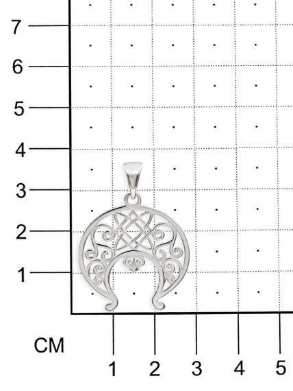 Лунница Лады подвеска из серебра 925 пробы, фото на размерной сетке