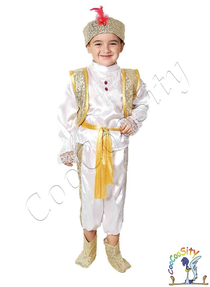 костюм Алладин,  детский возраст 10-12 лет (штаны, рубашка, жилет, пояс, тюрбан)