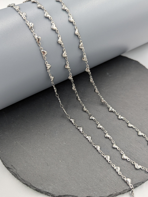 Цепь сердечки нержавеющая сталь, 50см