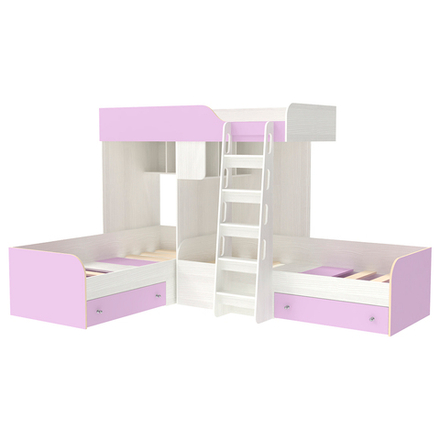 Кровать-чердак КарИВи Трио Белое Дерево Ирис