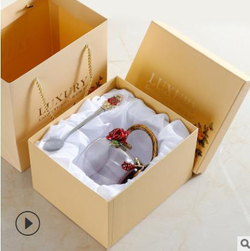 261003 Чашка LUXURY "Красная роза" h=8,5см, d=8см, 320мл, стекло