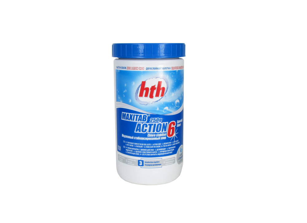 Двухслойные таблетки 6 в 1, MAXITAB ACTION 6, табл. 250 г, 1 кг, hth (K801792H1)