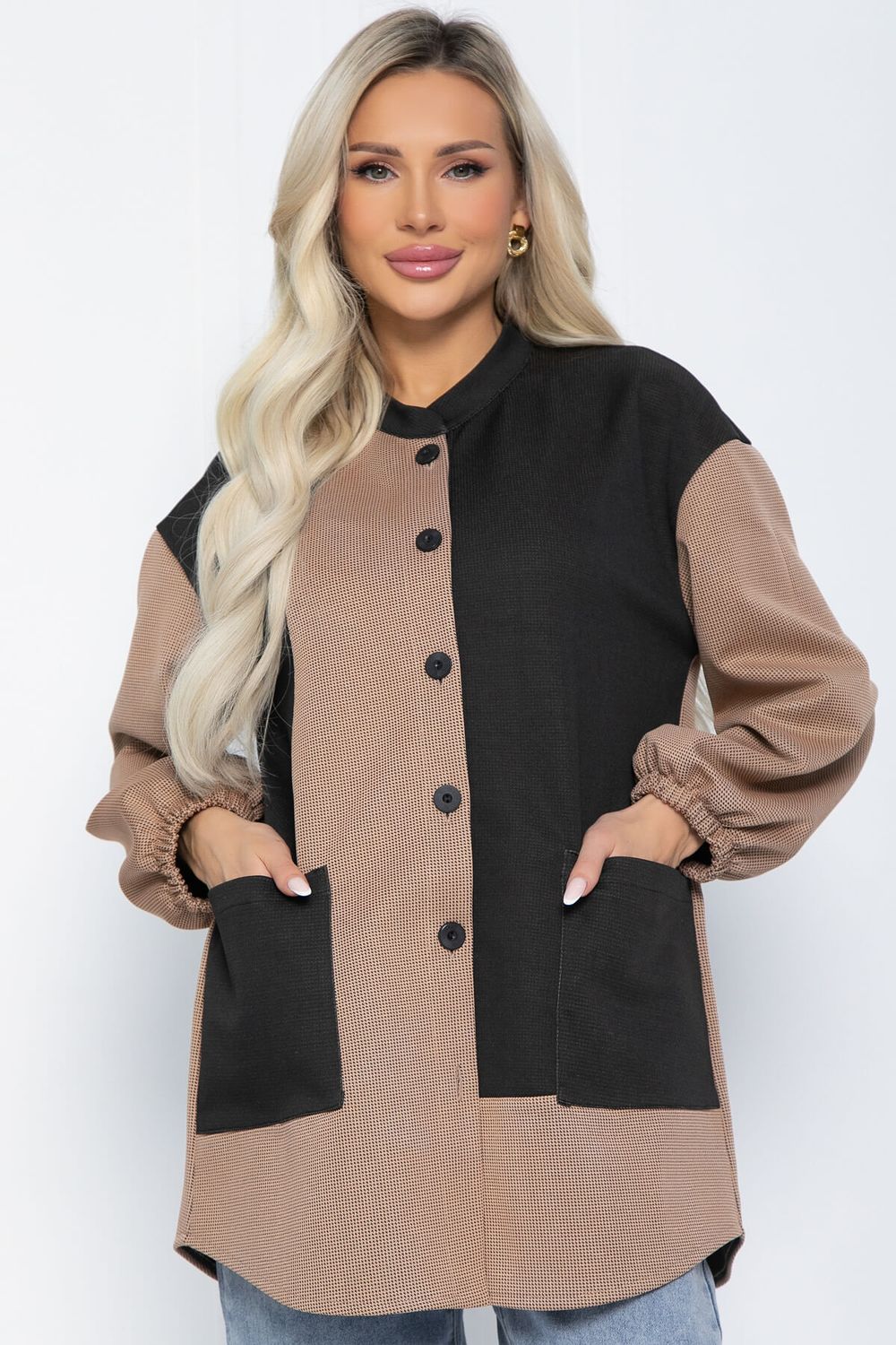 Рубашка Универ (бежево-черная) Б12494-24 LT Collection