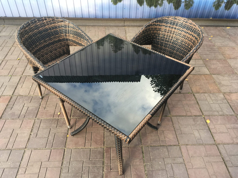 Комплект мебели из искусственного ротанга стол Греция + 2 кресла Греция(Подушки в комплекте) арт.77589