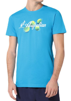 Мужская теннисная футболка Australian Cotton T-Shirt Australian Balls - blu capri