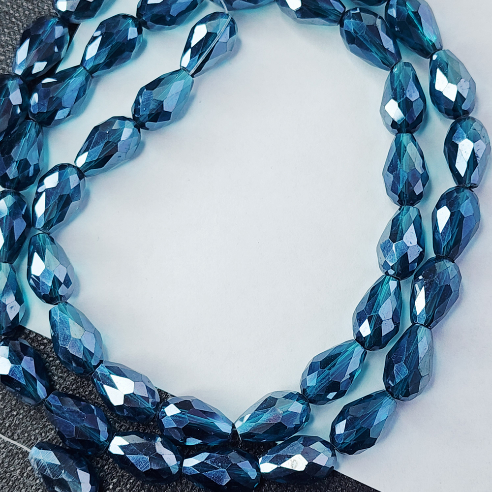 Бусина капля, хрусталь, цвет индиголит, р-р 15×10мм, штучно