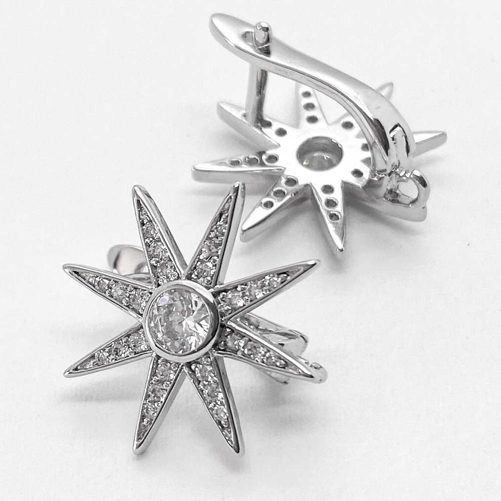 Ювелирные швензы с родиевым покрытием, 19*19 мм, цена за пару