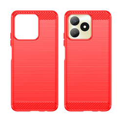 Мягкий чехол красного цвета для смартфона Realme C53, серия Carbon от Caseport