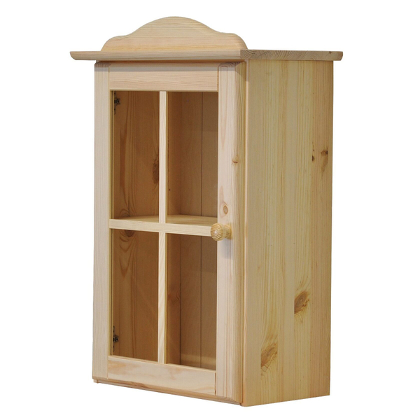 Шкаф навесной кухонный Лена 1 дверь с карнизом из массива сосны, без отделки