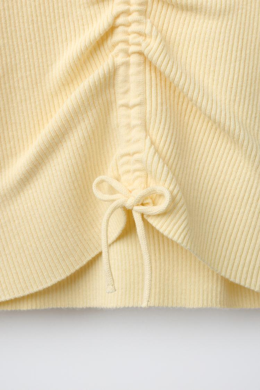 ZARA СВИТЕР В РУБЧИК СО СБОРКАМИ, ЖЕЛТЫЙ