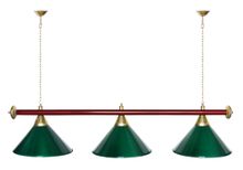 Лампа STARTBILLIARDS 3 пл. (плафоны коричневые,штанга золотая,фурнитура золото)