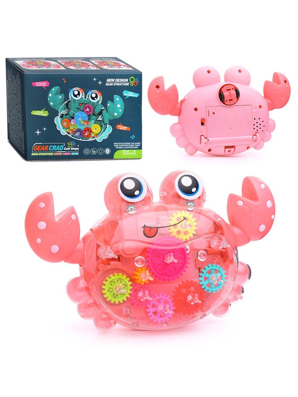 Игрушка Краб на батарейках со звуком и световыми эффектами розовый (696-48)