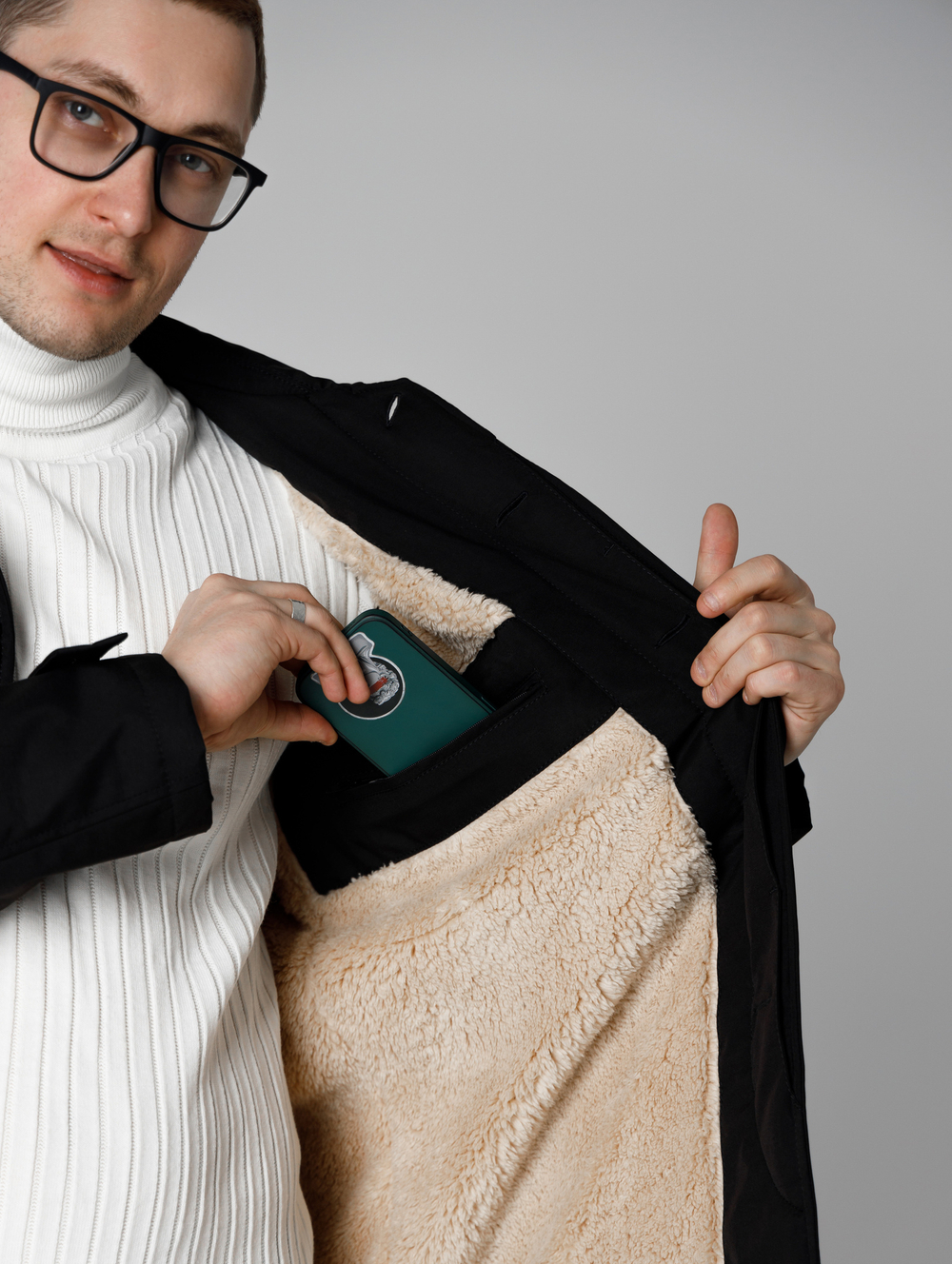 Тренч утепленный с меховым подкладом