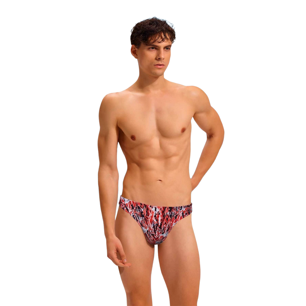 Мужские плавки-тонги бордовые с принтом DOREANSE 3814 INFINITE FIRE