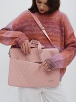 Легкая сумка для ноутбука 14" и 15,6" с карманом и ремнем на плечо (Стеганый розовый)