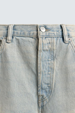 ZARA ДЖИНСЫ ПРЯМОГО УКОРОЧЕННОГО КРОЯ, ГОЛУБОЙ