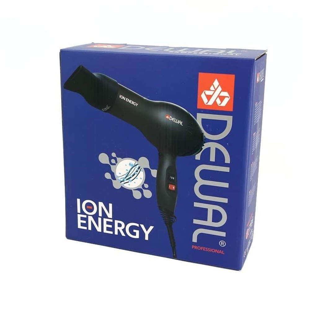 Dewal Фен Ion Energy чёрный 2000W с ионизацией 03-8800 black (2 насадки) 1 шт