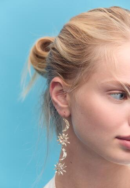 STRADIVARIUS Набор из 2 серег-подвесок в виде луны и солнца, золотой