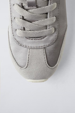 ZARA КРОССОВКИ ИЗ АТЛАСА, СЕРЫЙ