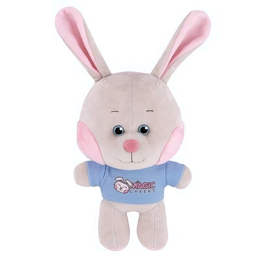 Зайка с розовыми щёчками в вутболке 25см. (Maxitoys)