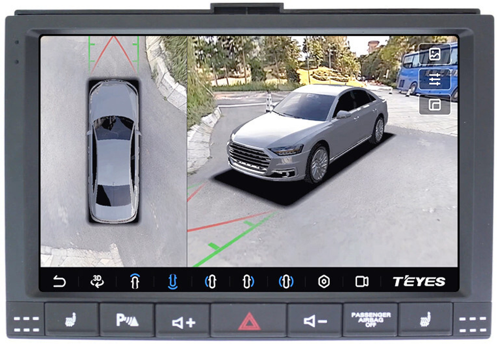 Магнитола для Volkswagen Touareg 2002-2010 (рамка с кнопками) - Teyes CC3-2K-360 на Android 10, 2K QLED, 6Гб+128Гб, CarPlay, 4G SIM-слот, 4 камеры в комплекте